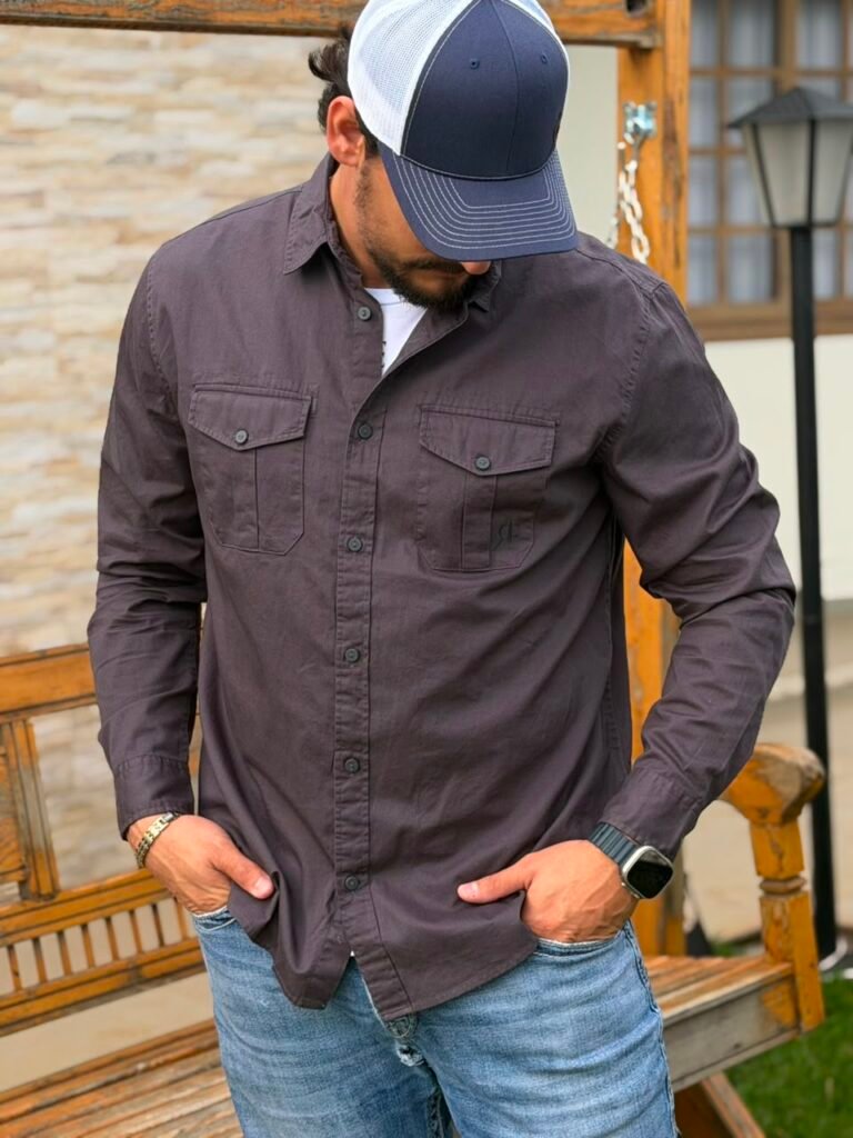 camisa rebell work chumbo frente