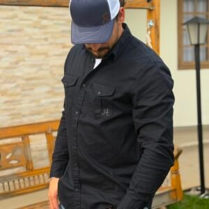camisa rebell work preto frente 01