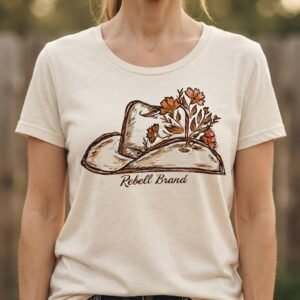 Inicio camiseta feminina rebell brand cowgirl hat flowers