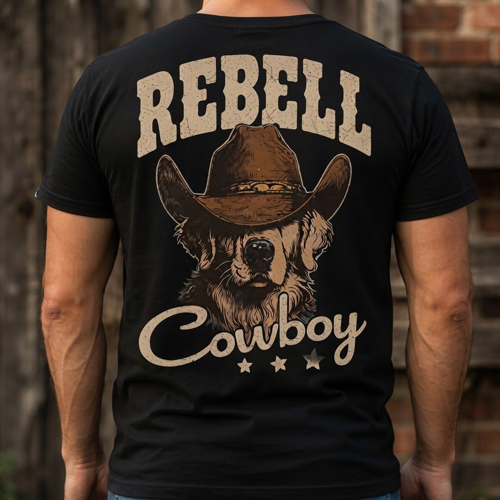 camiseta rebell brand cowboy dog