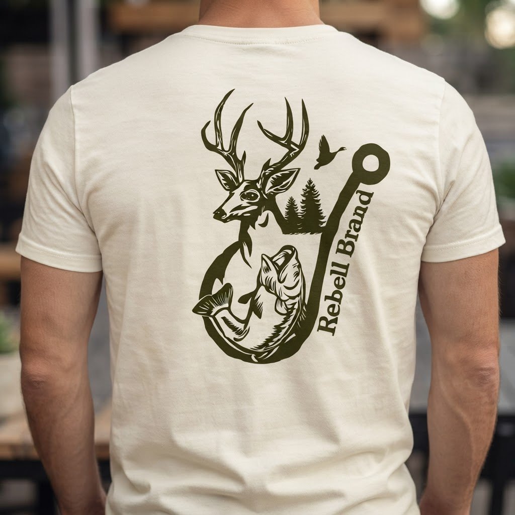 camiseta rebell brand hunter fishing hook