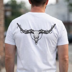 camiseta rebell brand longhorn barbed wire