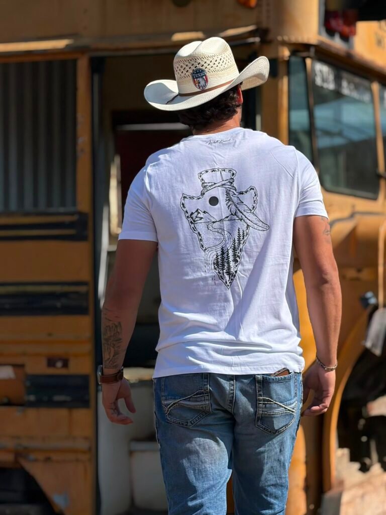 camiseta rebell brand longhorn sketch branco 01