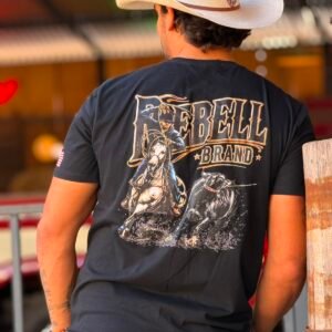 TEAM ROPING camiseta rebell brand team roping preto 01