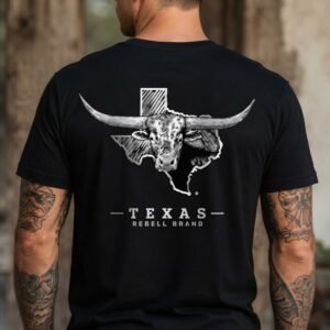 TEXAS camiseta rebell brand texas longhorn map