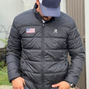 jaqueta puffer rebell preta frente 01