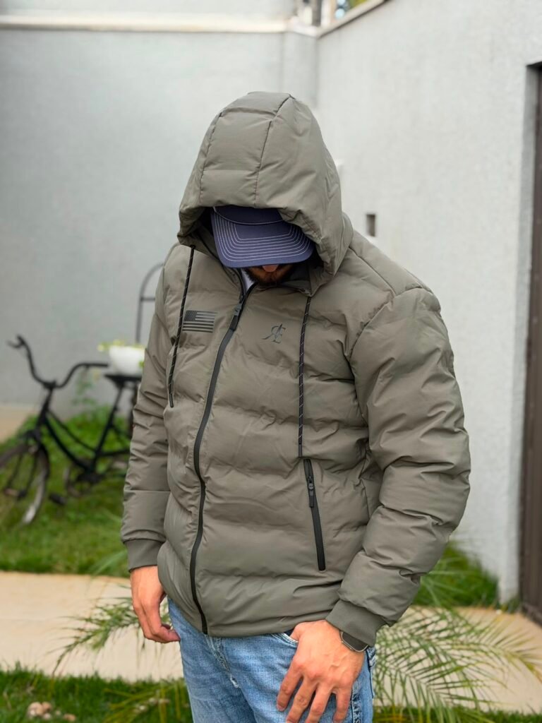 jaqueta puffer rebell verde militar frente 01